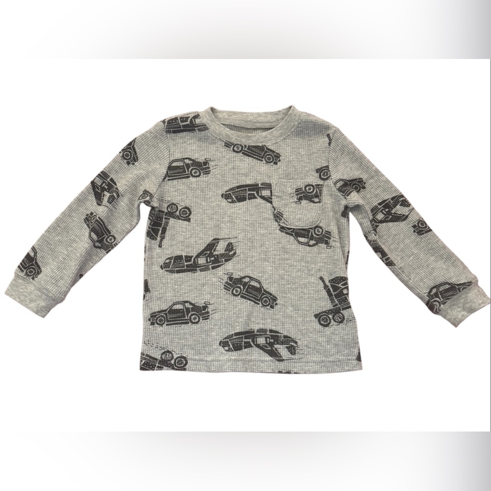 Carter's Gray Waffle Knit Shirt with Car Design